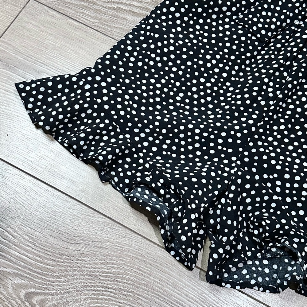Loft Polka Dot Mock Wrap Tie Front Romper - Picture 8 of 13